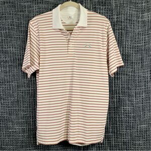 UNDER ARMOUR Men's HeatGear White and Red Stripe Polo Shirt Small #511